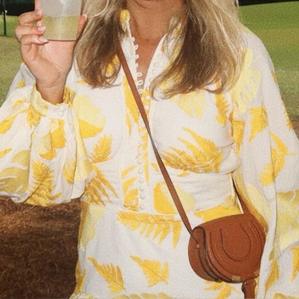 Acler Bastia Yellow White Leaf Dress